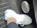 Pedal pumping in my sneakers while my mini Cooper is running