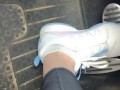 Pedal pumping in my sneakers while my mini Cooper is running