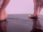 Sexy syrup dripping all over my feet