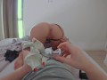 Unpacking a birthday gift from a sexy stepmom, Stepmom gives me a blowjob and her ass for my birthda
