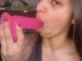 Beautiful Latina Sucking a Dildo