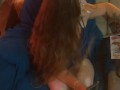 Filming up sexy girl's skirt while she smokes a cigarette