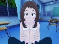 Ochako Uraraka and I have intense sex in the classroom at night. - My Hero Academia POV Hentai