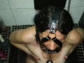 Milf with open mouth gag recive piss