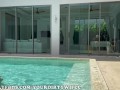 Crazy couple decided to have sex right by the pool & almost got caught by neighbors