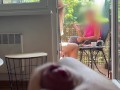 My husband is jerking off and cum in front of my stepmom a while we talk on balcony