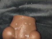 Intense Male Double Orgasm While Using My Ebony Fake Pussy & BBC Dildo