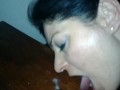 Mature milf stepmom licking saliva while getting fucked in the ass from behind