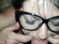 Naked milf stepmother in law with sexy glasses serving her stepson