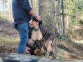 MILF with a gorgeous pussy in stockings helped me pee in nature