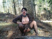 MILF with a gorgeous pussy in stockings helped me pee in nature
