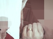 Husband catches wife giving blowjob.