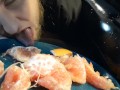 Creepy Halloween video. Sweet nasty. Food fetish, foot fetish.