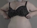 Trying on a bra. Mature bbw milf with big saggy tits.