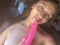 She enjoys sensually sucking her Dildo