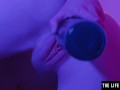 Fingering her tight ass while she fucks her pussy with a bottle