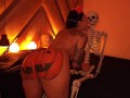 He fucks my pumpkin ass until he comes in the halloween space