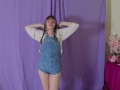 Mila Pee's in New Denim Overalls (FETISH / KINK)