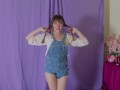 Mila Pee's in New Denim Overalls (FETISH / KINK)