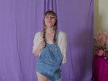 Mila Pee's in New Denim Overalls (FETISH / KINK)