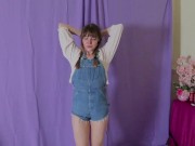 Mila Pee's in New Denim Overalls (FETISH / KINK)
