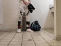 Hot guy jacking off in public bathroom