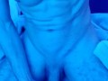 Muscular teen stroking big dick POV
