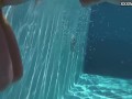 4K beauty swims and strips showing her tight pussy