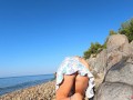 Cute Girl on the Public Beach gets intense Fuck in ASS and Pussy close up JessiJek