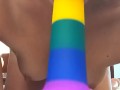 DILDO BLOWJOB, hard small nipples, close up - Ela Stance