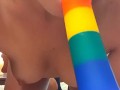 DILDO BLOWJOB, hard small nipples, close up - Ela Stance