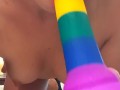 DILDO BLOWJOB, hard small nipples, close up - Ela Stance