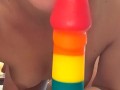DILDO BLOWJOB, hard small nipples, close up - Ela Stance