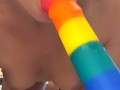 DILDO BLOWJOB, hard small nipples, close up - Ela Stance