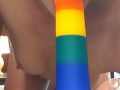 DILDO BLOWJOB, hard small nipples, close up - Ela Stance