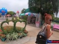 Bubble butt Asian amateur GF went to a theme park before having sex