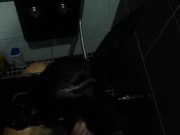 Wife toilet training! Human toilet and cum on face, Bunny mask