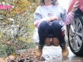 Cute girl pees in public