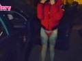 Slut pees on a red light street