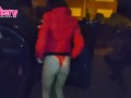Slut pees on a red light street