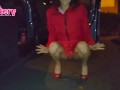 Slut pees on a red light street