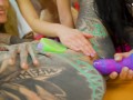 4 Girlz VS a bed full of ANAL SexToys - tattoo goth punk ATM