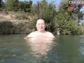 Lily BBW Nudist with Giant Boobs Swimming in the Lake