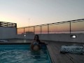 cumming a lot in the pool at a beautiful sunset - accounter adventure