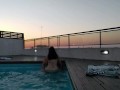 cumming a lot in the pool at a beautiful sunset - accounter adventure