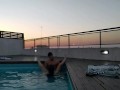 cumming a lot in the pool at a beautiful sunset - accounter adventure