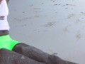 ebony foot domination at beach