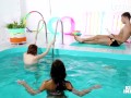 Czech Babes Anny Swix And Naomi Bennet Teased Stepbrother By The Pool - LETSDOEIT