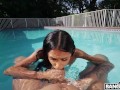 BANGBROS - Camila Cortez Climbs On The Top Of Jovan Jordan To Ride His Dick In The Swimming Pool