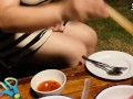 THAI Real Public GIRL Holiday with buffet food วันหยุดกับอาหารบุฟเฟ่ของเรา